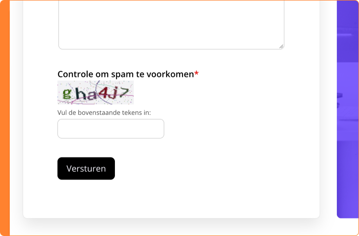Schermafbeelding van een zichtbare captcha