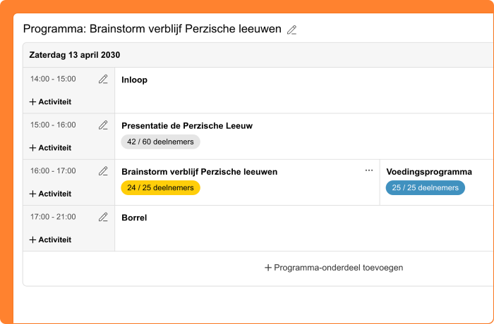 Schermafbeelding van het vernieuwde programma-overzicht