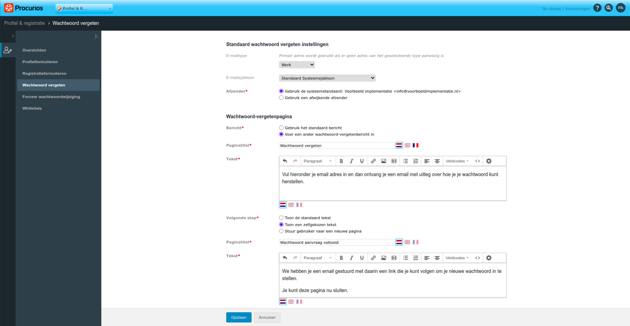 Wachtwoord vergeten proces