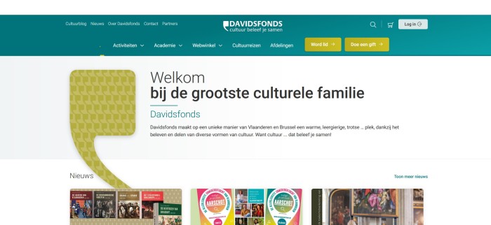 Schermafbeelding van de website van Davidsfonds