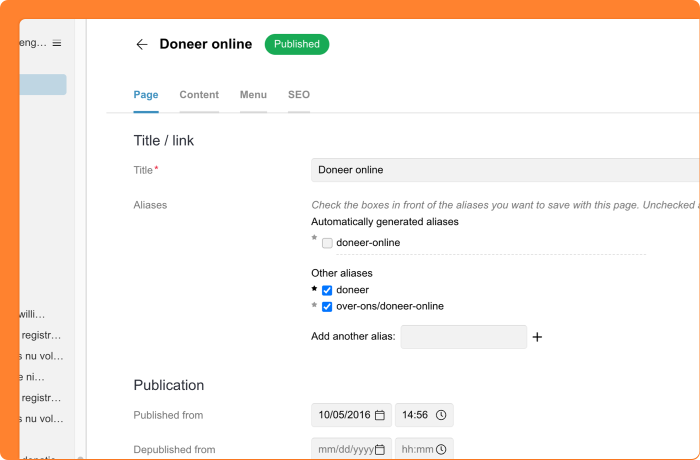 Screenshot of the new page management in CMS