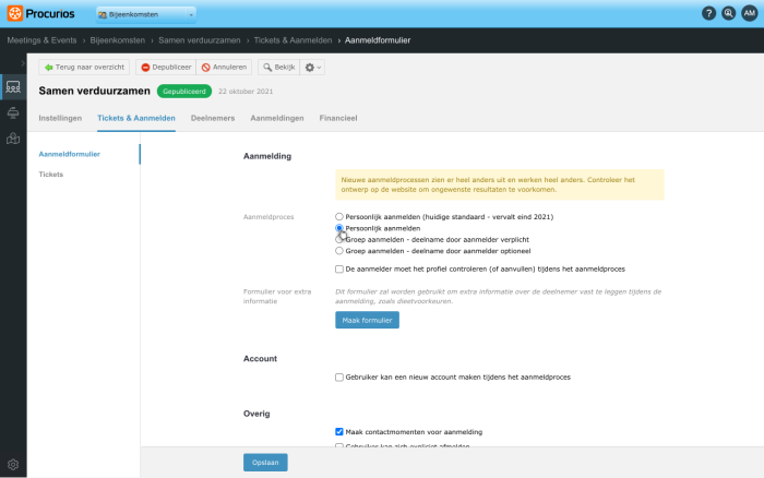 Meeting & Events aanmeldproces vernieuwd