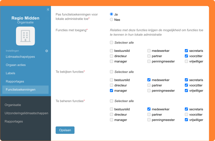 Schermafbeelding van lokale functietoekenningen