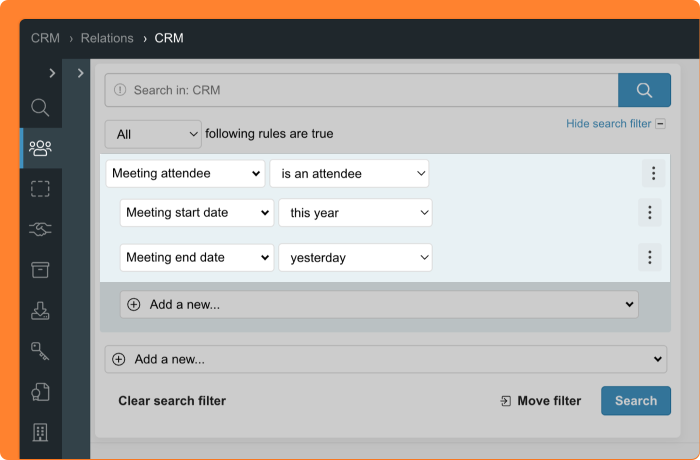 Screenshot for meeting end date filter