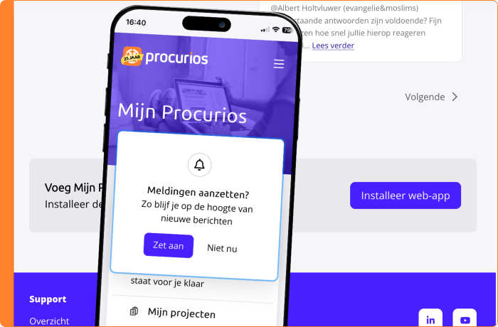 Screenshot van de webapp