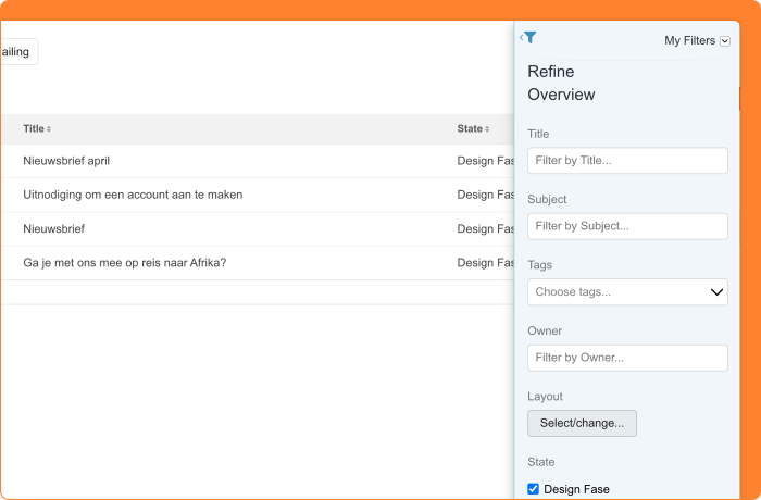 Screenshot of an active open filter panel