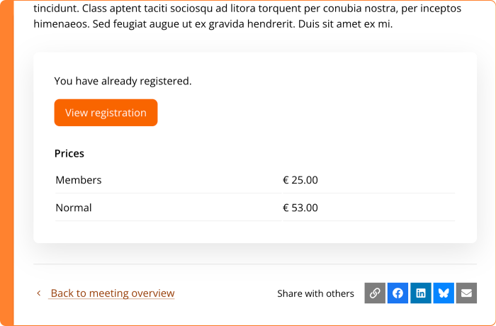 Screenshot of the meeting detail page