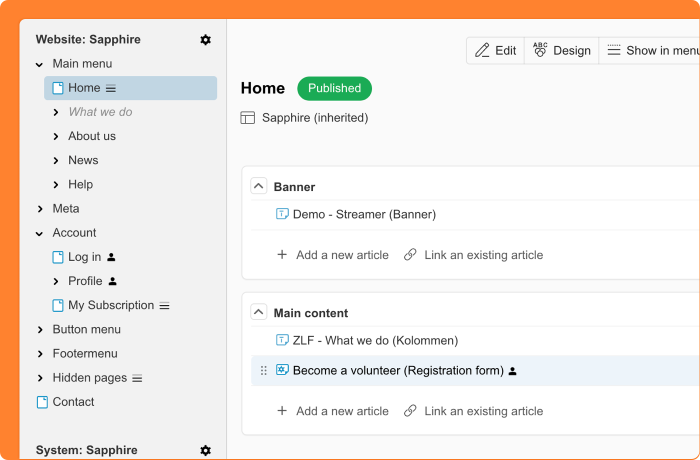 Screenshot of articles with visibility restrictions