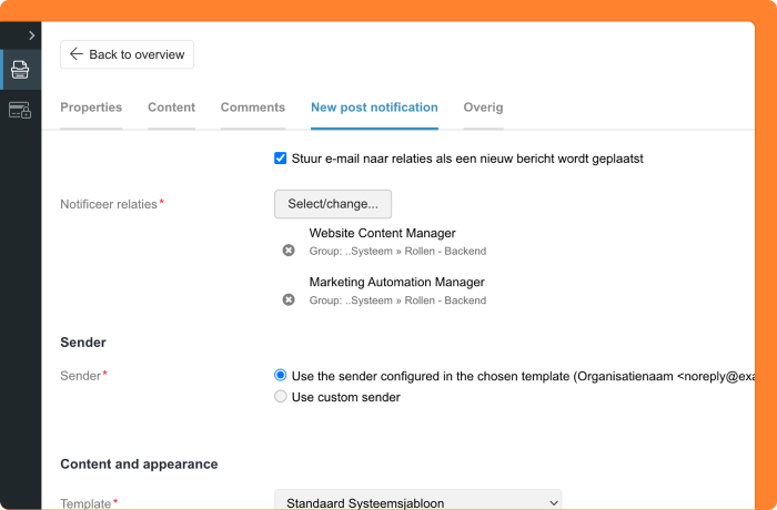 Screenshot of notifications for new blog post