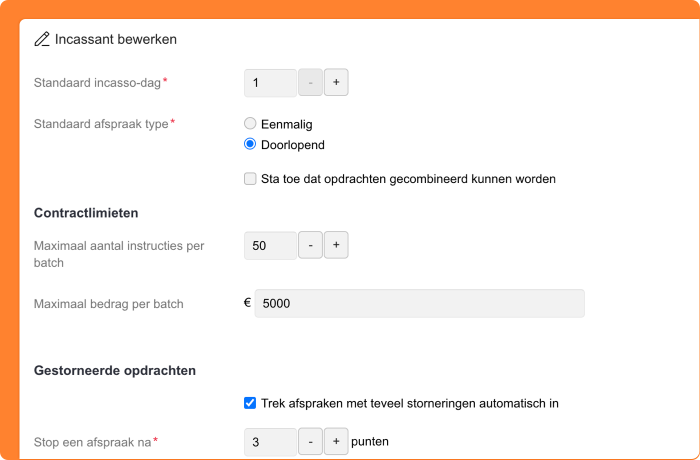 Afbeelding van het instellen van batchlimieten