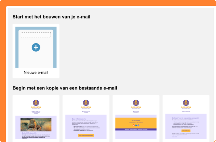 Schermafbeelding van het gebruiken van een kopie van een bestaande mail