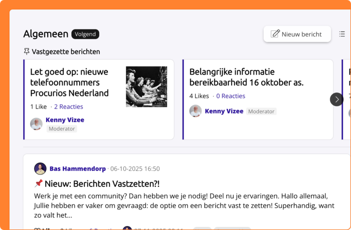 Schermafbeelding van vastgezette berichten