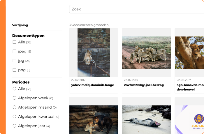 Schermafbeelding van het filteroverzicht met thumbnails op je website