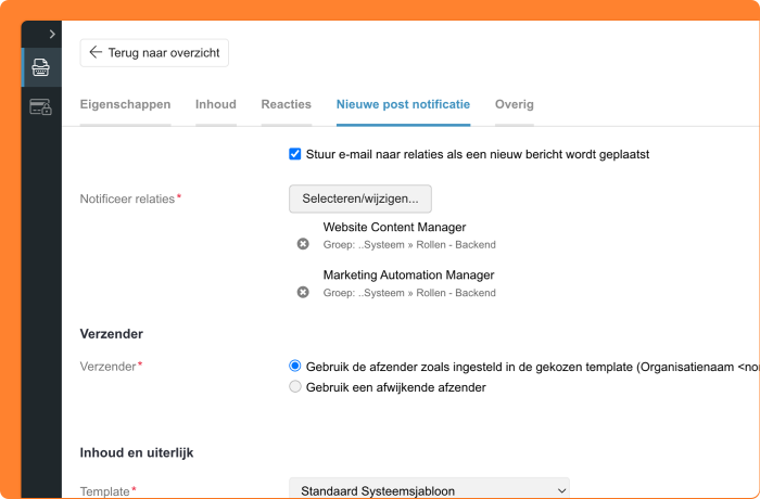 Schermafbeelding van notificeren bij blogberichten