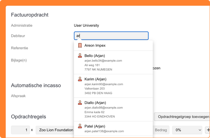 Schermafbeelding van het tonen van het relatietype bij het weergeven van relaties