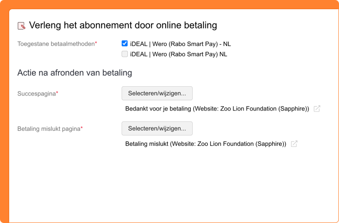 Verlengen door online betaling