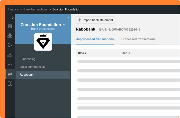 Screenshot of the new bank transactions overview