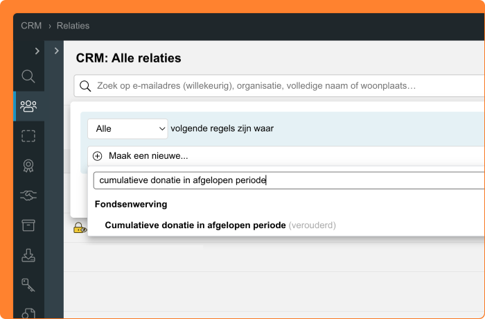 Schermafbeelding van een verouderd relatiefilter